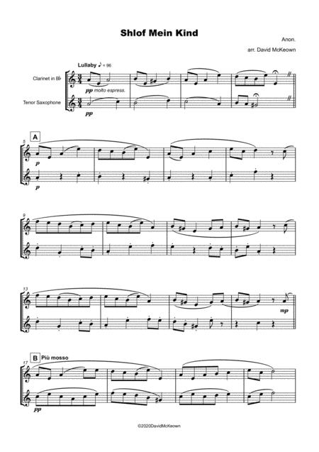 Shlof Mein Kind Jewish Lullaby For Clarinet And Tenor Saxophone Duet Page 2