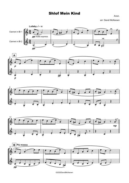 Shlof Mein Kind Jewish Lullaby For Clarinet Duet Page 2