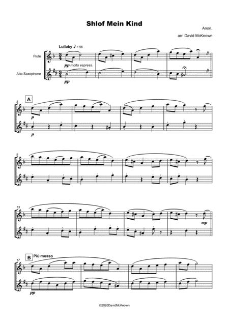 Shlof Mein Kind Jewish Lullaby For Flute And Alto Saxophone Duet Page 2