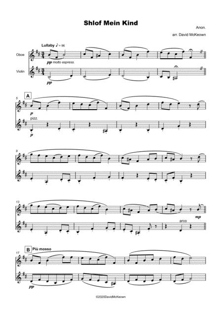 Shlof Mein Kind Jewish Lullaby For Oboe And Violin Duet Page 2