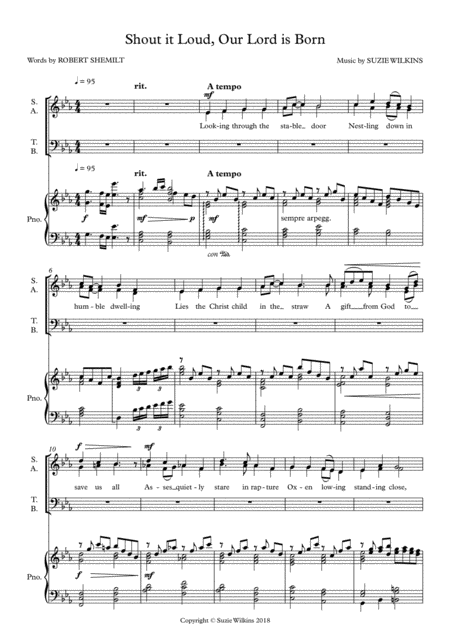 Shout It Loud Our Lord Is Born For Satb Choir And Piano Page 2