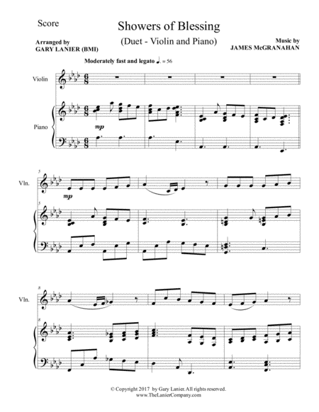 Showers Of Blessing Duet Violin Piano With Score Part Page 2