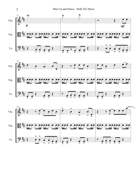 Shut Up And Dance By Walk The Moon Arranged For String Trio Page 2