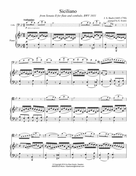 Siciliano Bwv 1031 G Minor For Cello And Piano Page 2