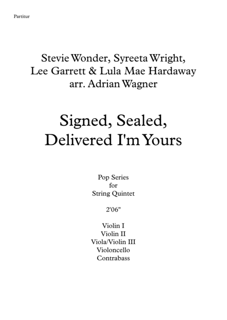 Signed Sealed Delivered I M Yours Stevie Wonder String Quintet Arr Adrian Wagner Page 2