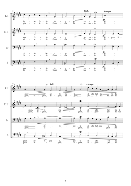 Signor Per La Tua F Sacred Madrigal For Male Choir Ttbrb A Cappella Page 2