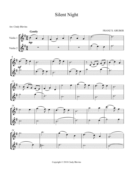 Silent Night Arranged For Violin Duet Page 2