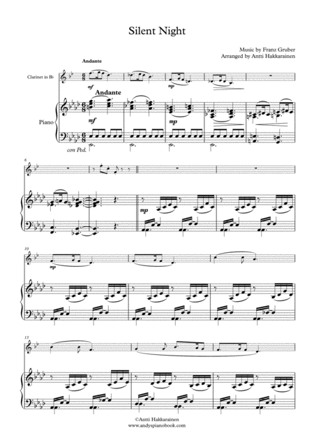 Silent Night Clarinet In Bb Piano Page 2