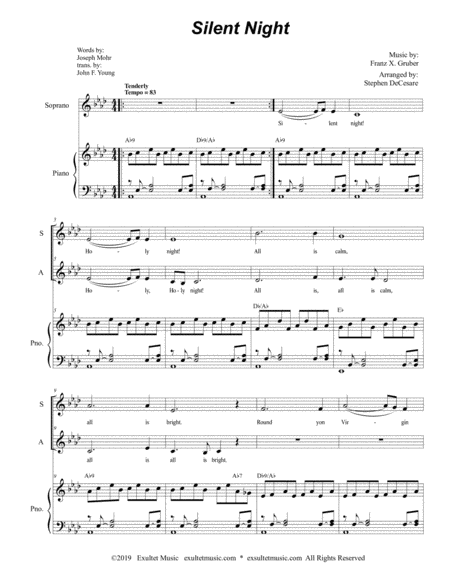 Silent Night For 2 Part Choir Sa Page 2