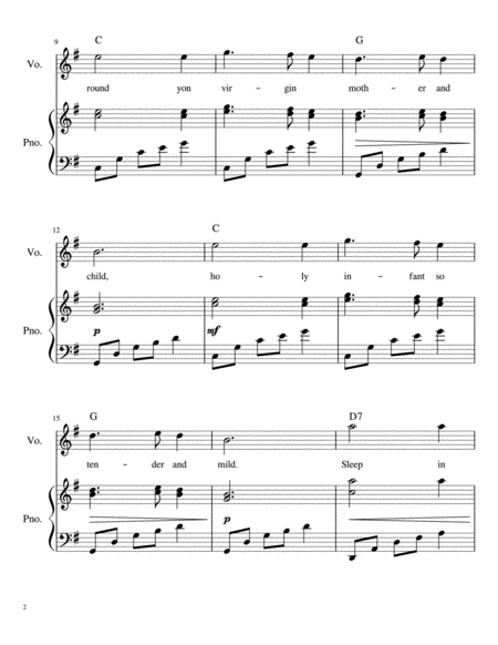 Silent Night For Early Intermediate Level Four Piano Page 2