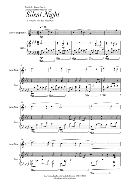 Silent Night For Piano And Alto Saxophone Page 2