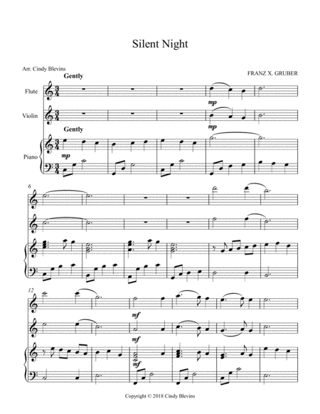 Silent Night For Piano Flute And Violin Page 2