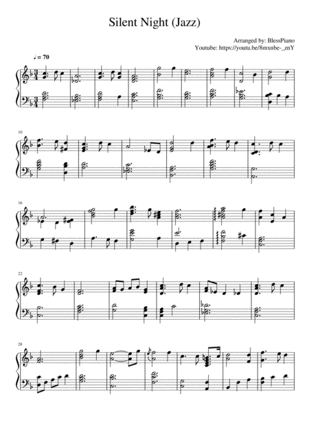 Silent Night Piano Intermediate Jazz Page 2