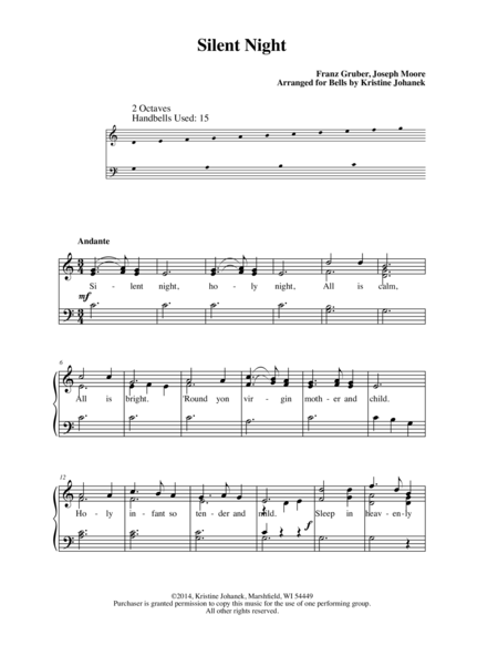 Silent Night Small Group Version 2 Octave Handbells Tone Chimes Or Hand Chimes Page 2