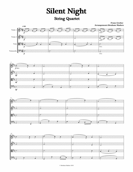 Silent Night String Quartet Two Tonalities Included Page 2