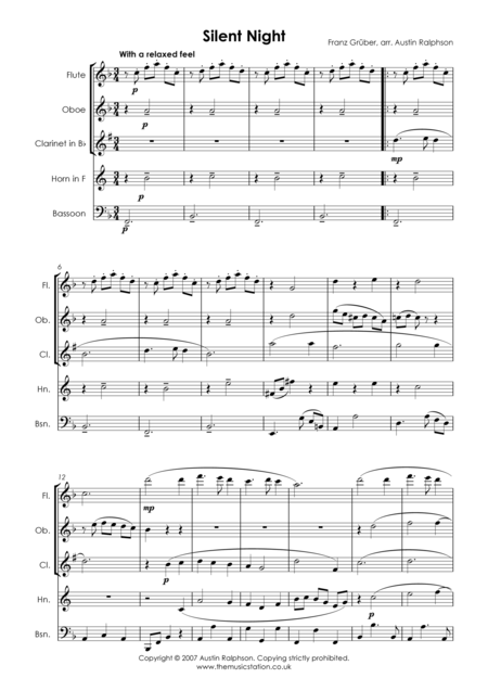 Silent Night Wind Quintet Page 2