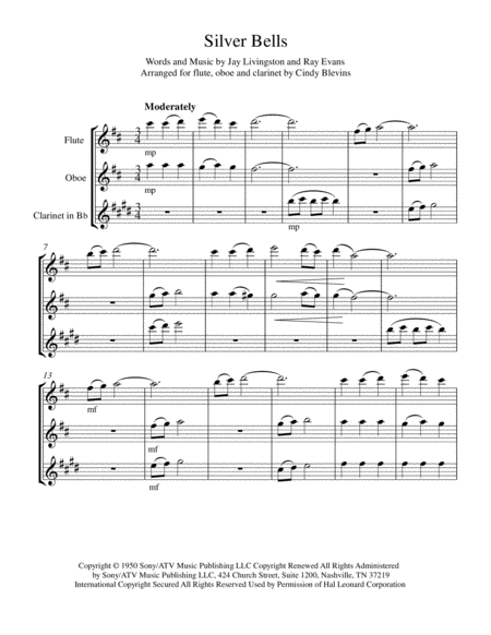 Silver Bells Arranged For Harp Oboe Or Flute 2 And Bb Clarinet Page 2