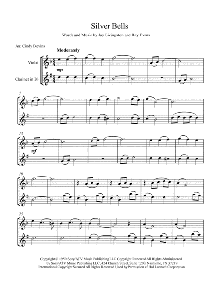 Silver Bells Arranged For Violin And Bb Clarinet Page 2