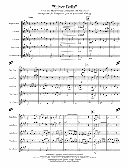 Silver Bells For Saxophone Quartet Satb Or Aatb Page 2