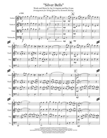 Silver Bells For String Quartet Page 2