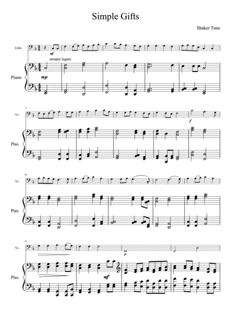 Simple Gifts Cello And Piano Page 2