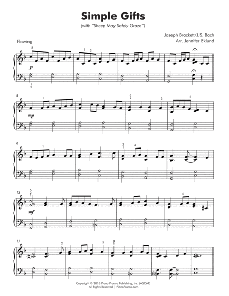 Simple Gifts Early Intermediate Piano Page 2