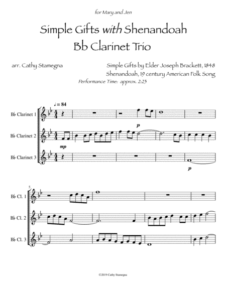 Simple Gifts With Shenandoah Bb Clarinet Trio Page 2