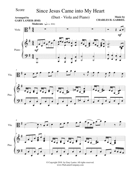 Since Jesus Came Into My Heart Viola Piano And Viola Part Page 2