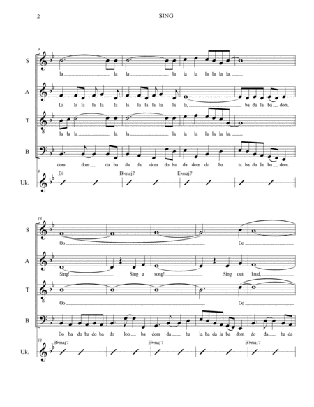 Sing Sing A Song Carpenters Sesame Street For Satb Choir And Opt Ukulele Chords Page 2
