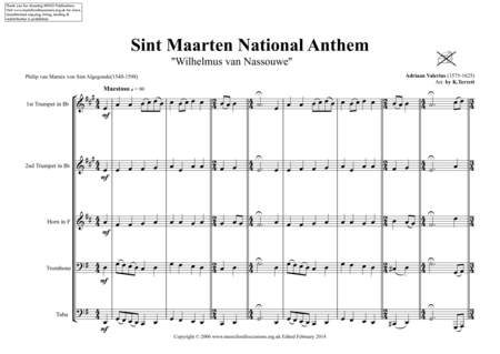 Sint Maarten National Anthem For Brass Quintet Page 2