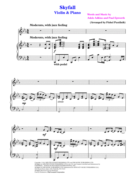 Skyfall For Violin And Piano Page 2