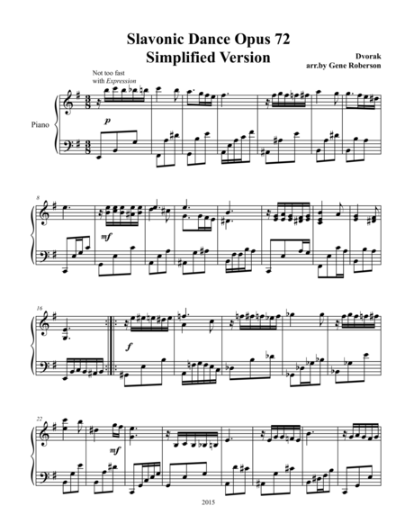 Slavonic Dance In E Minor Opus 72 Simplified Version Page 2