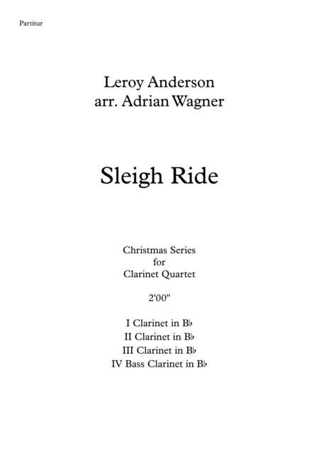 Sleigh Ride Leroy Anderson Clarinet Quartet B Cl Arr Adrian Wagner Page 2