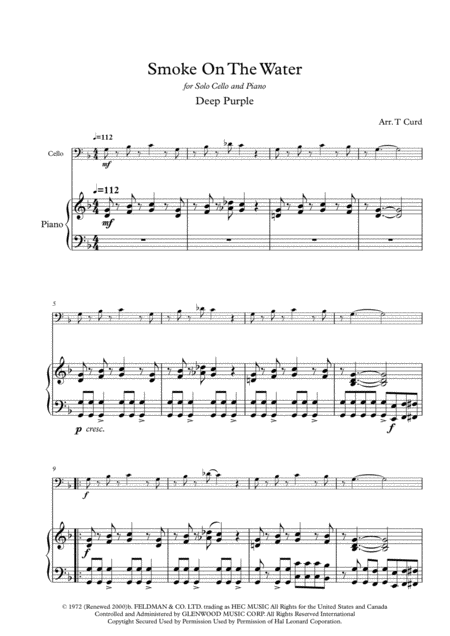 Smoke On The Water For Solo Cello And Piano Page 2