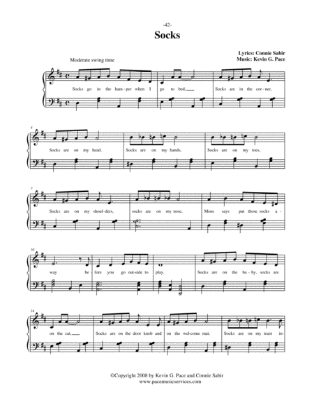 Socks Vocal Solo With Piano Accompaniment Or Piano Solo Page 2