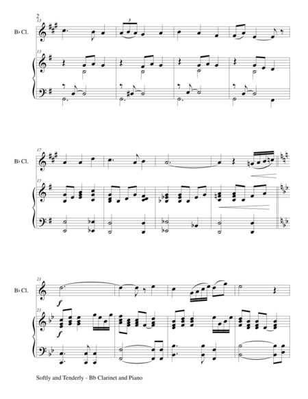 Softly And Tenderly Duet Bb Clarinet And Piano Score And Parts Page 2