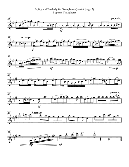 Softly And Tenderly For Saxophone Quartet Page 2