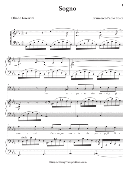 Sogno Transposed To E Flat Major Bass Clef Page 2