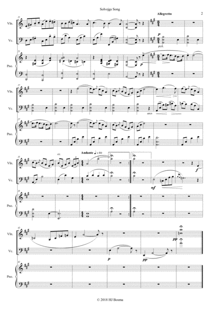 Solveigs Song From Peer Gynt Suite Arr For Pianotrio Page 2