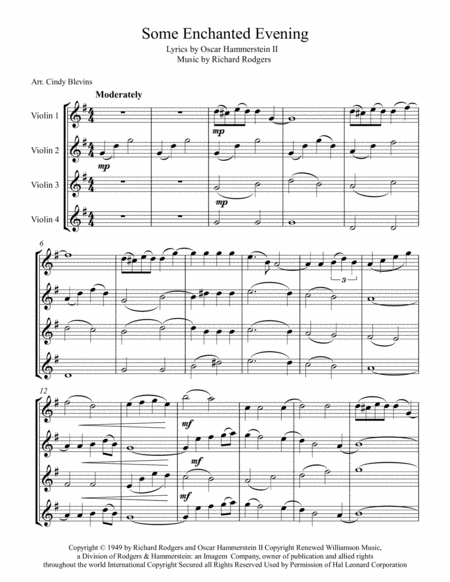 Some Enchanted Evening For Violin Quartet Page 2