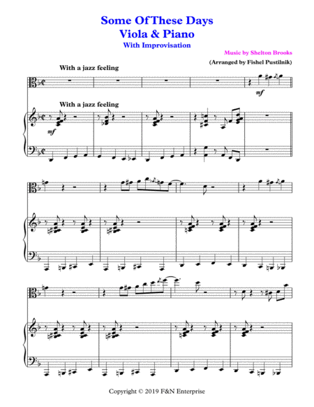 Some Of These Days For Viola And Piano With Improvisation Video Page 2