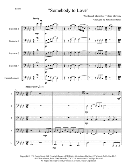Somebody To Love Bassoon Ensemble Page 2