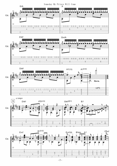 Someday My Prince Will Come Fingerstyle Guitar Page 2