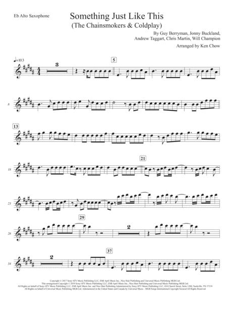 Something Just Like This The Chainsmokers Coldplay Alto Saxophone Solo Transcription Original Key Page 2