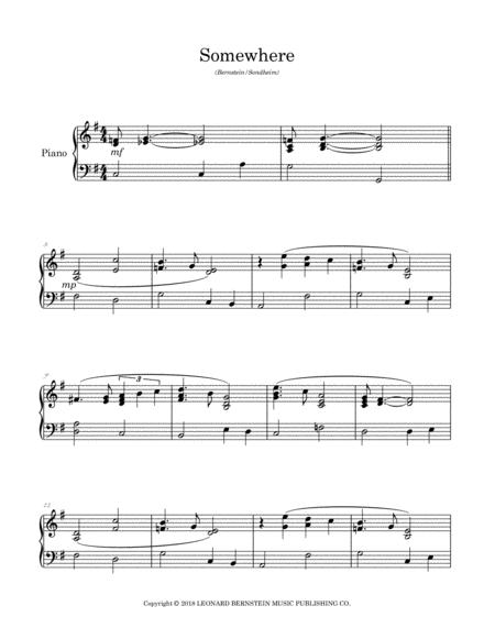Somewhere From West Side Story Arranged For Easy Piano Page 2