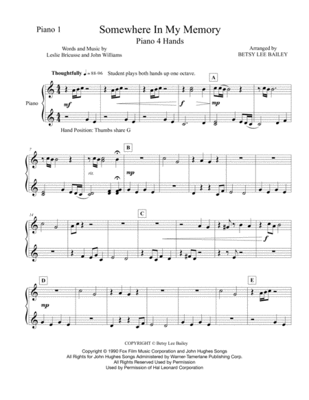 Somewhere In My Memory Easy Piano Duet Page 2