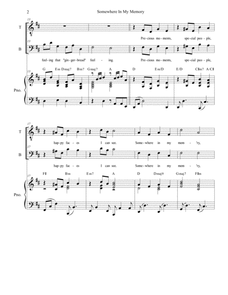 Somewhere In My Memory For 2 Part Choir Tb Page 2