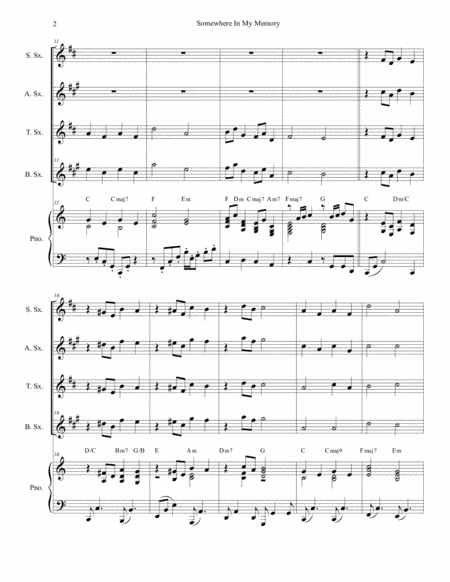 Somewhere In My Memory For Saxophone Quartet Page 2