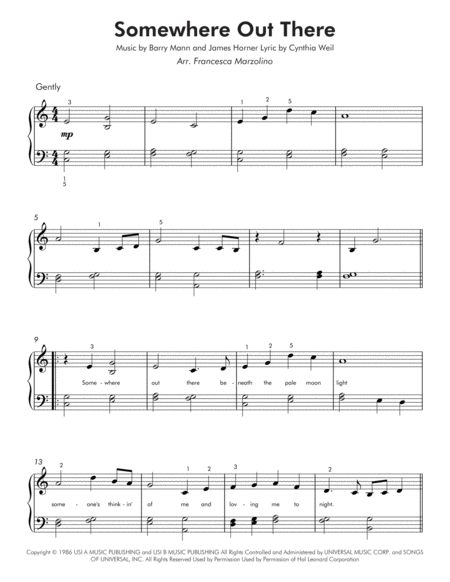 Somewhere Out There Easy Piano Page 2