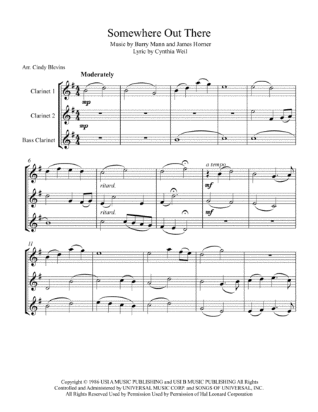 Somewhere Out There For Two Clarinets And Bass Clarinet Page 2